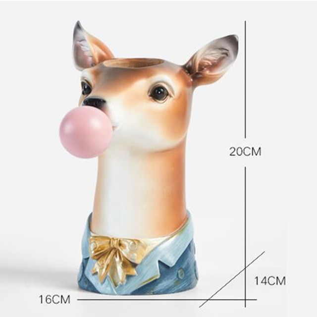 Resin Cartoon Animal Head Vase Succulents Flower vase — image 8
