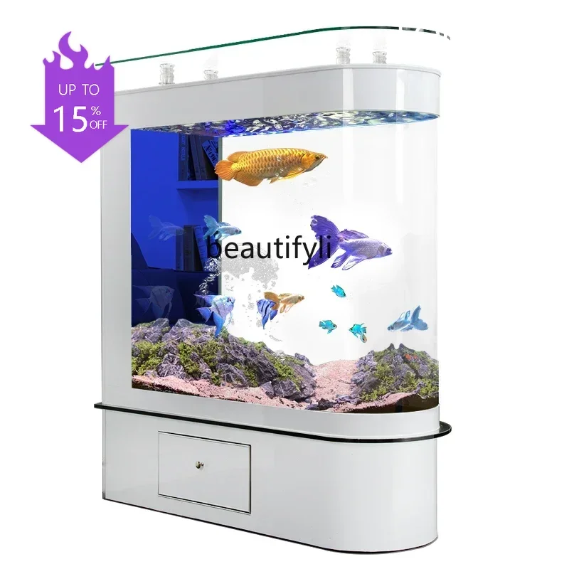 Tanque de Acuario en forma de U para Salón con Partición Grande