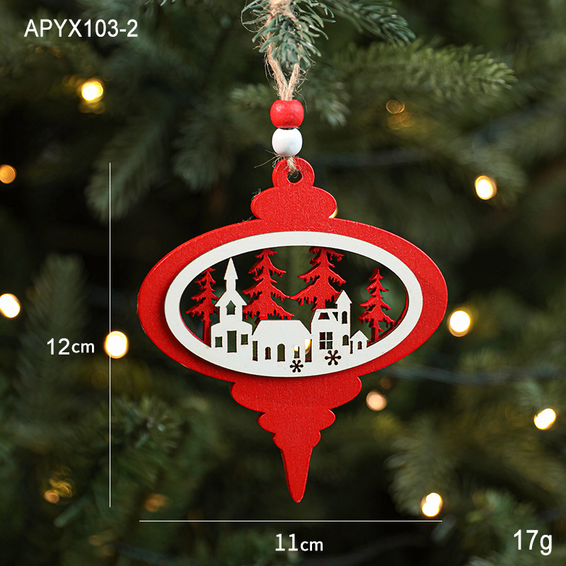 Christmas tree decorations, wooden creative pendants, reindeer houses, snowflakes, Christmas decorations, pendants — image 7