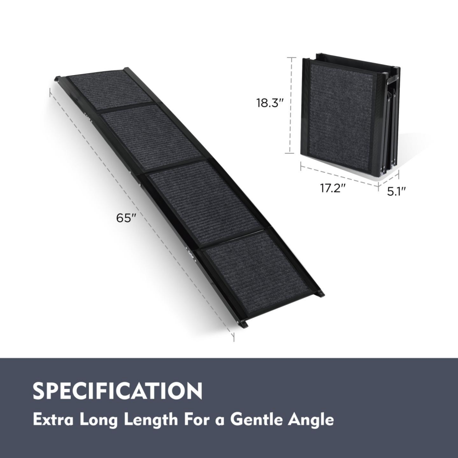 Paso para Perros de Auto 65"x17,2" - Rampas Portátiles para Cámaras y Vehículos con Superficie Antideslizante para Perros Medianos y Grandes hasta 250 lbs — imagen 8