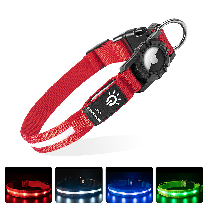 Collar para mascotas compatible con localizador Airtag, resistente al agua IPX7, recargable, collar luminoso para perros — imagen 1