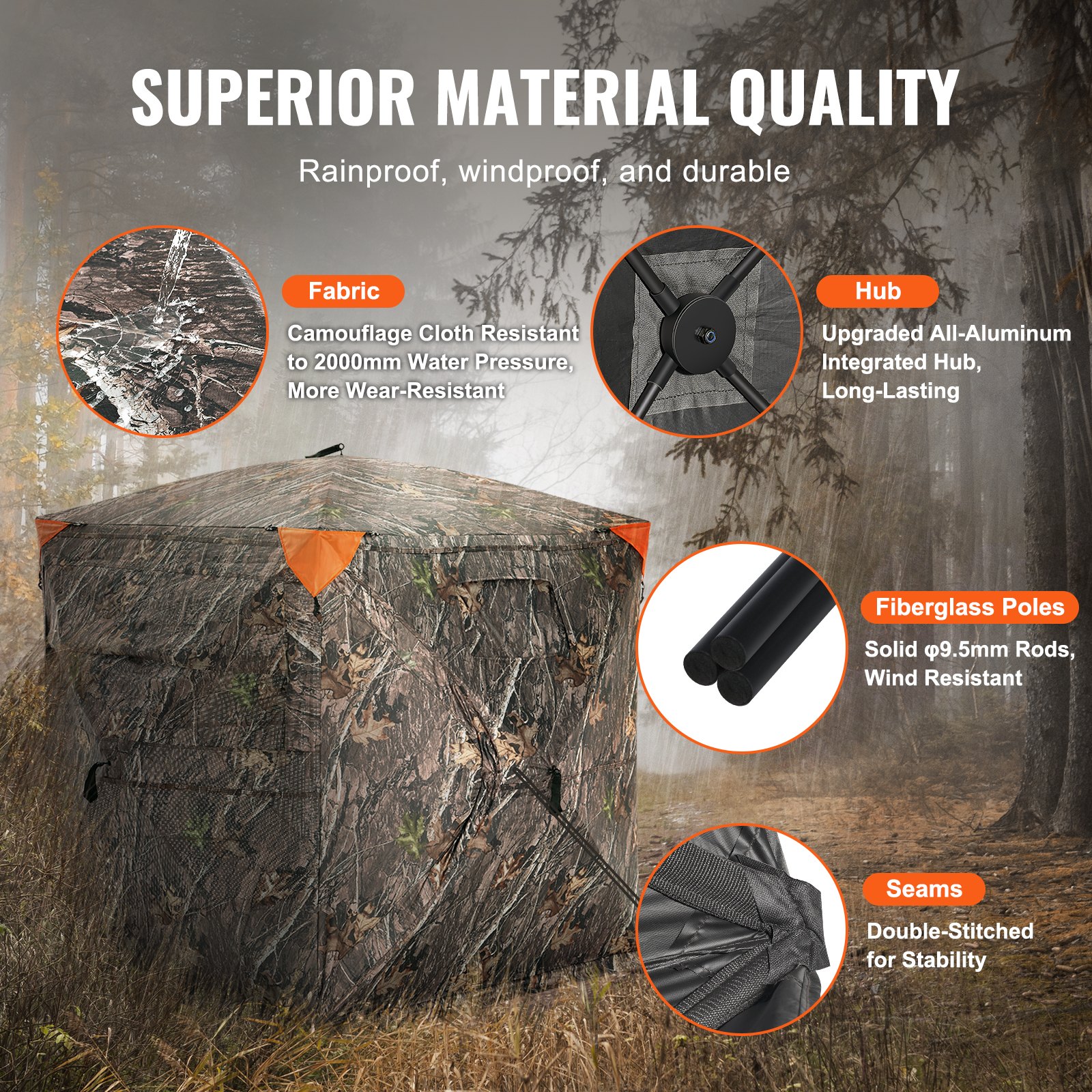 Hunting Blind, 270° See Through Ground Blind, 2-3 Person Pop Up Deer Blind For Hunting With Carrying Bag, Portable Resilient Hunting Tent, One-Way See-Through Mesh For Turkey And Deer Hunting — imagen 3