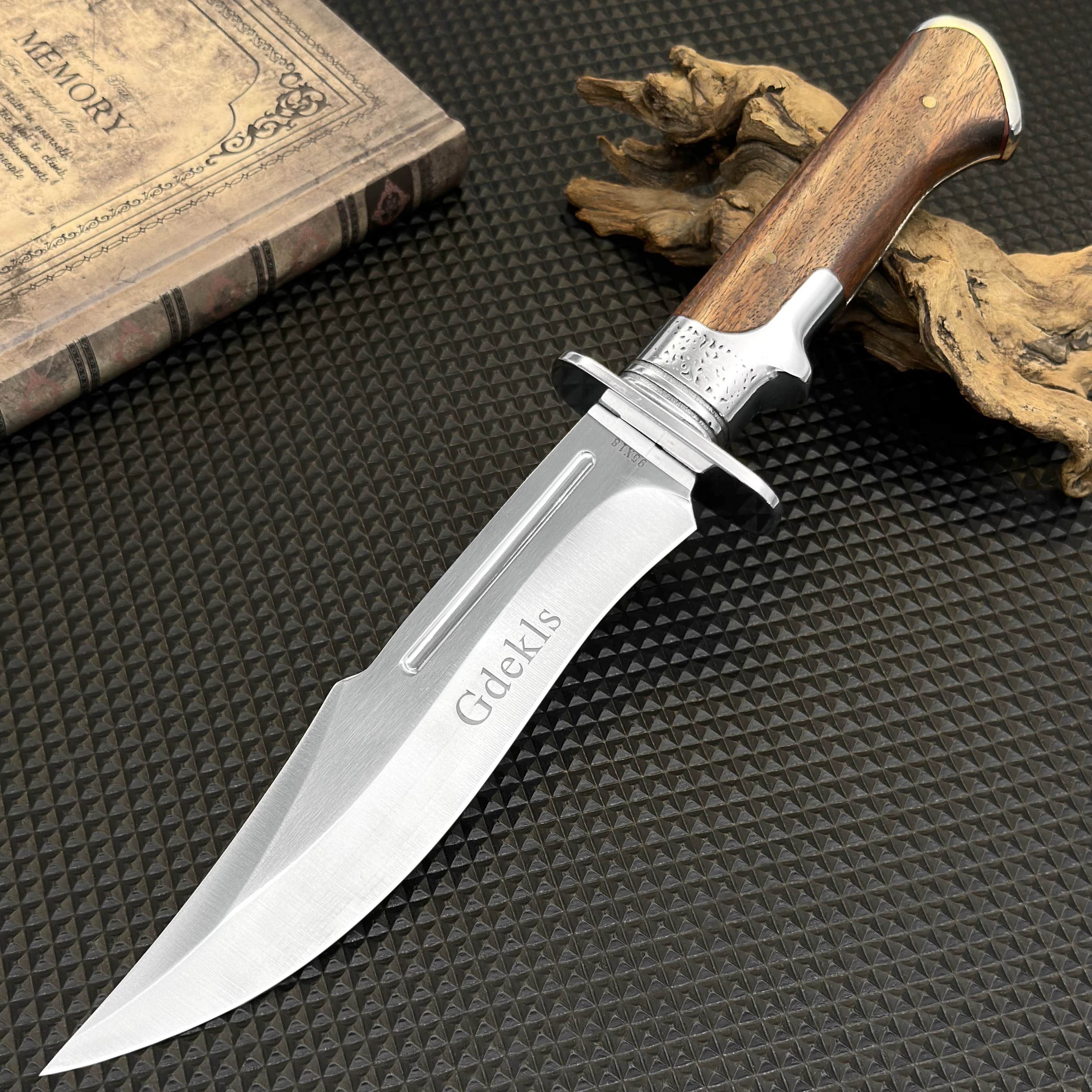 D2 Multi-tool, Hand-forged Bone Knife with a Protective Cover, High-carbon Steel Hunting Knife, Wooden Handle — image 2