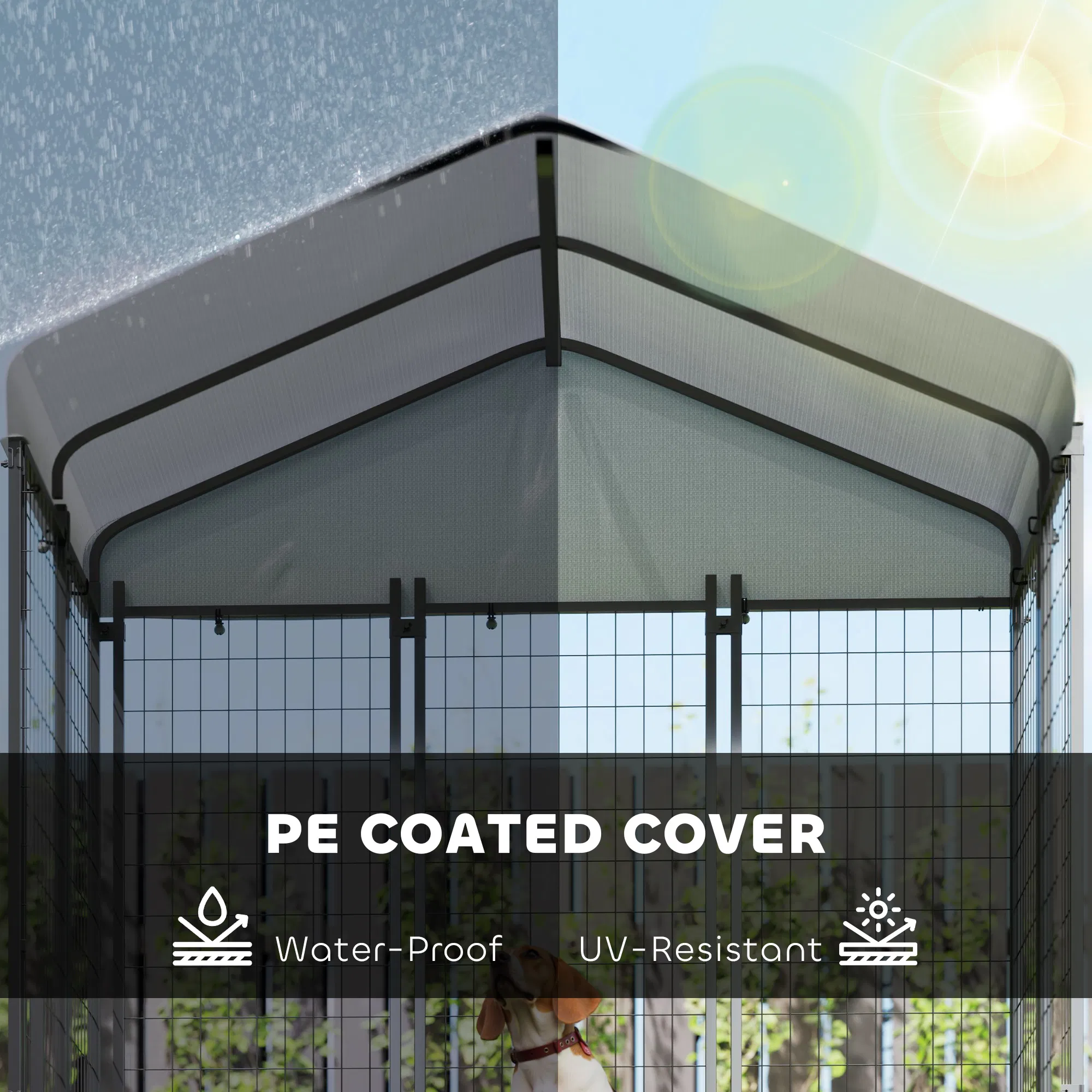 Outdoor Dog Kennel with Waterproof UV-Resistant Cover, 6 x 4 x 6 ft — image 4