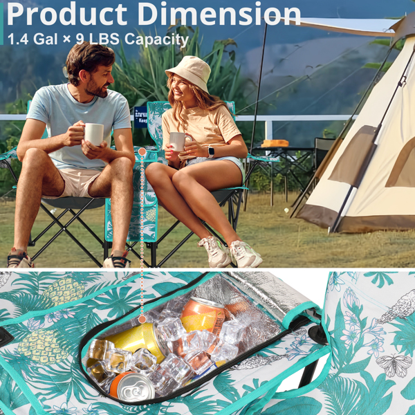 Pineapple Pattern Fishing Chair Iron Bracket Oxford Cloth 85kg With Sun Umbrella — imagen 6