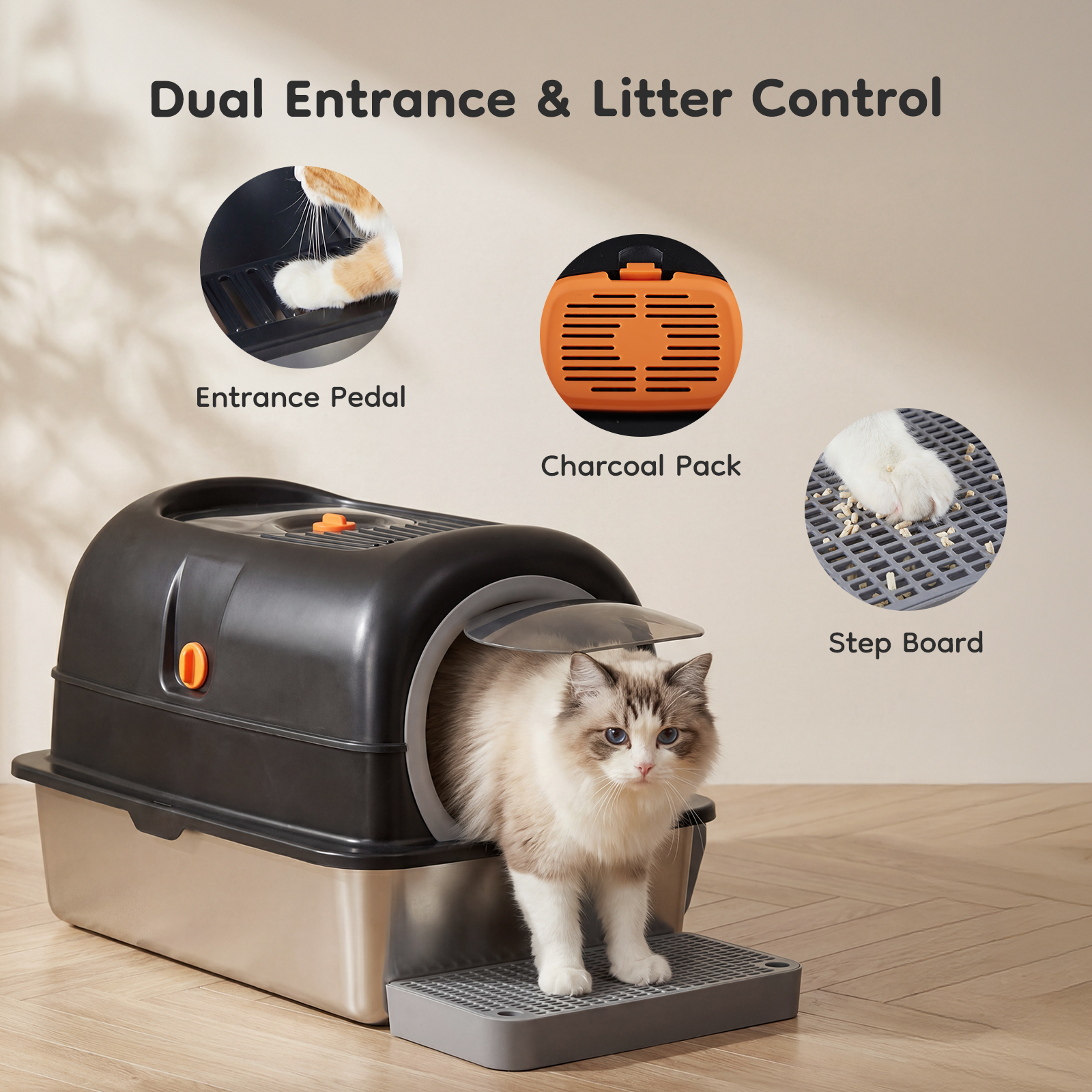 Double-entry Convertible Lid Cat Litter Box — image 10