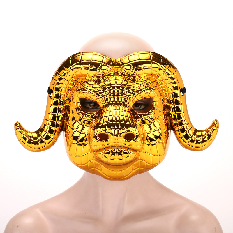Halloween Lion Leopard Owl Pig Head Electroplated Mask Popular Movie Theme Costume Party Prop — image 10