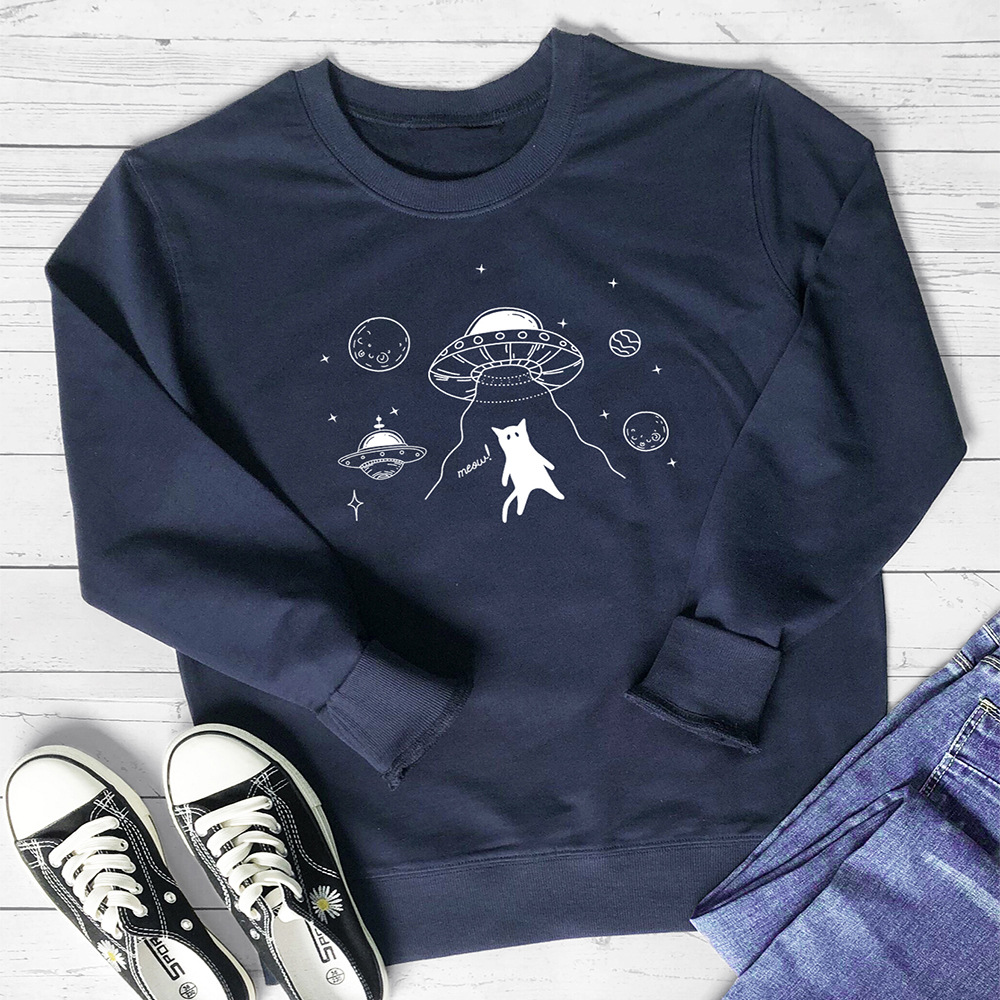 UFO alien spaceship cat print hoodie — image 9