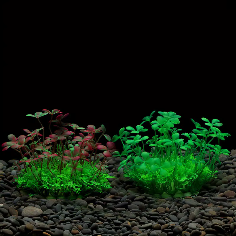 Decoración para pecera de acuario, plantas artificiales de plástico ornamentales, pasto acuático falso, decoración verde simulada — imagen 4