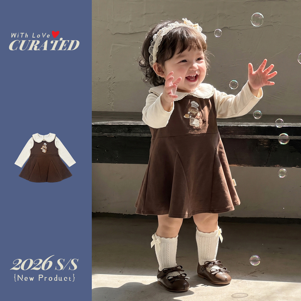Set de Vestido con Brocado de Oso para Niñas, 2 Piezas — imagen 4