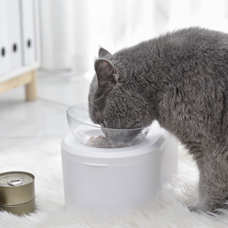 Multifunctional Pet Double Bowl Cat Bowl Dog Bowl Grain Storage Neck Guard Oblique Mouth Double Bowl Pet Food Bowl — image 2