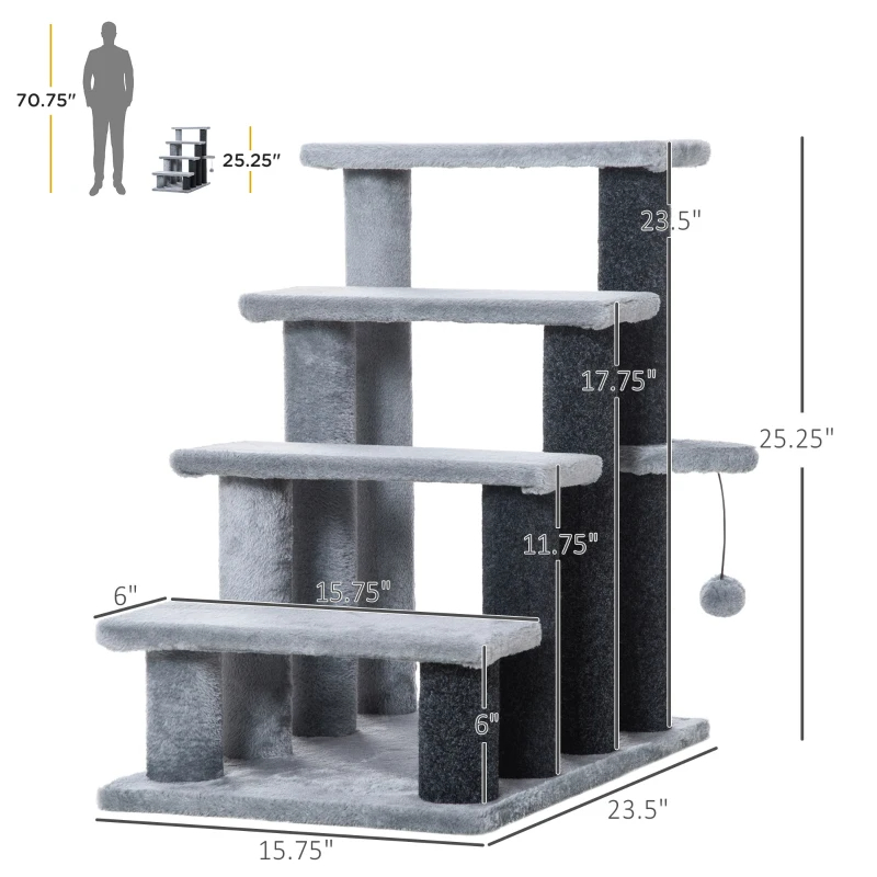 Cat Tree, Cat Tower Cat Stair Steps With Scratching Post, Hanging Play Ball For High Bed, Sofa, Indoor Outdoor — image 1