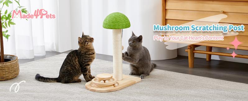 Ropa de Sisal para Setas 2 en 1 Bola Interactiva de Madera Juego de Pared de Rasguñado para Gatos — imagen 3