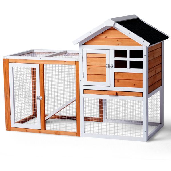 House Type With Running Ladder, Orange-red, Wooden Chicken Rabbit Cage — image 6