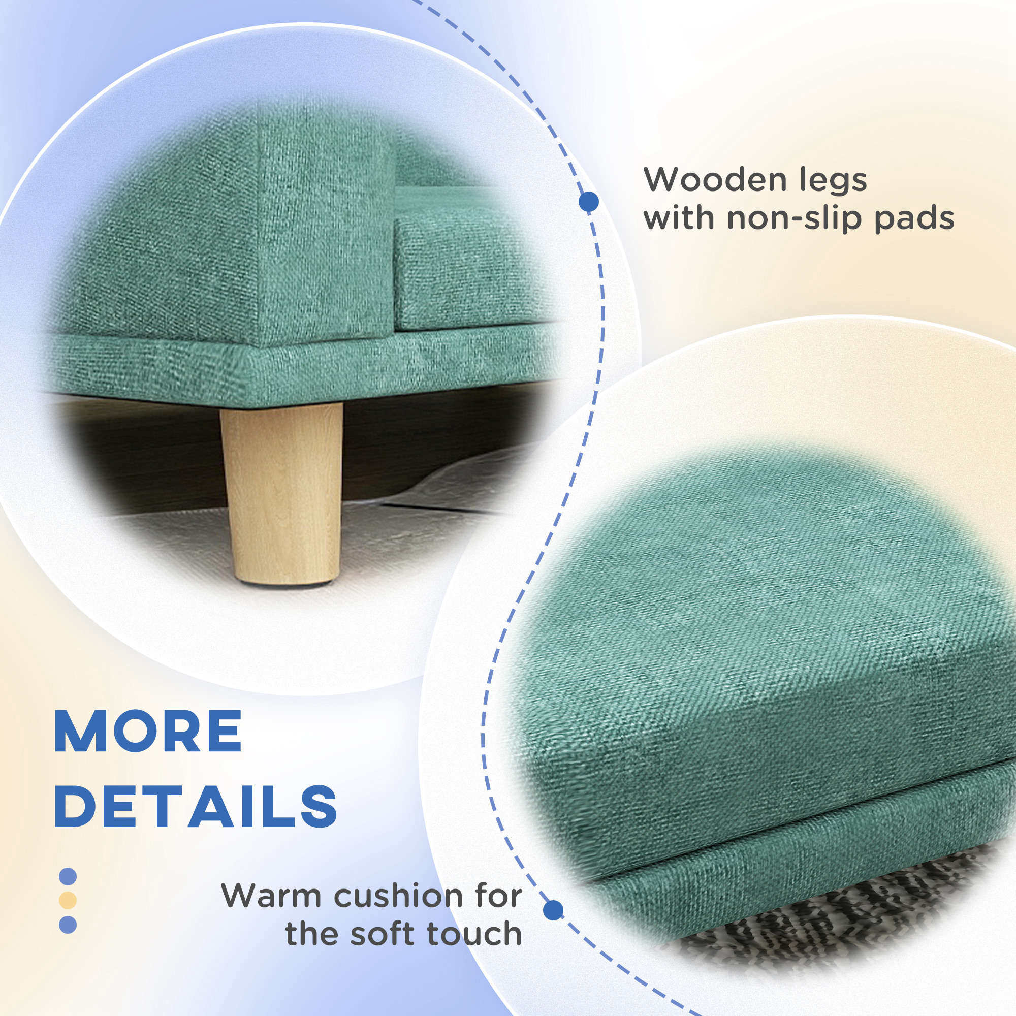 Sofá para Perros con Almohada Limpiable para Grandes Canes y Gatos, Verde — imagen 7