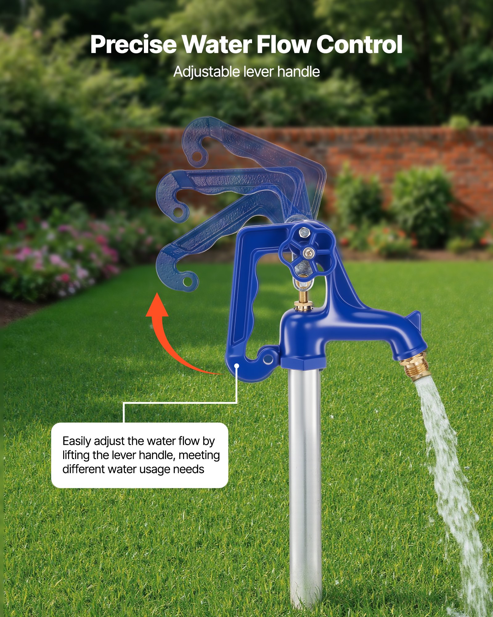 Frost Proof Yard Hydrant, 6.22FT Freeze-Proof Outdoor Faucet With 48" Bury Depth, 3/4" NPT Pipe Connection, Lever Handle + Handwheel, No Lead Freezeless Hydrant For Yard Garden Farm Irrigation — imagen 4