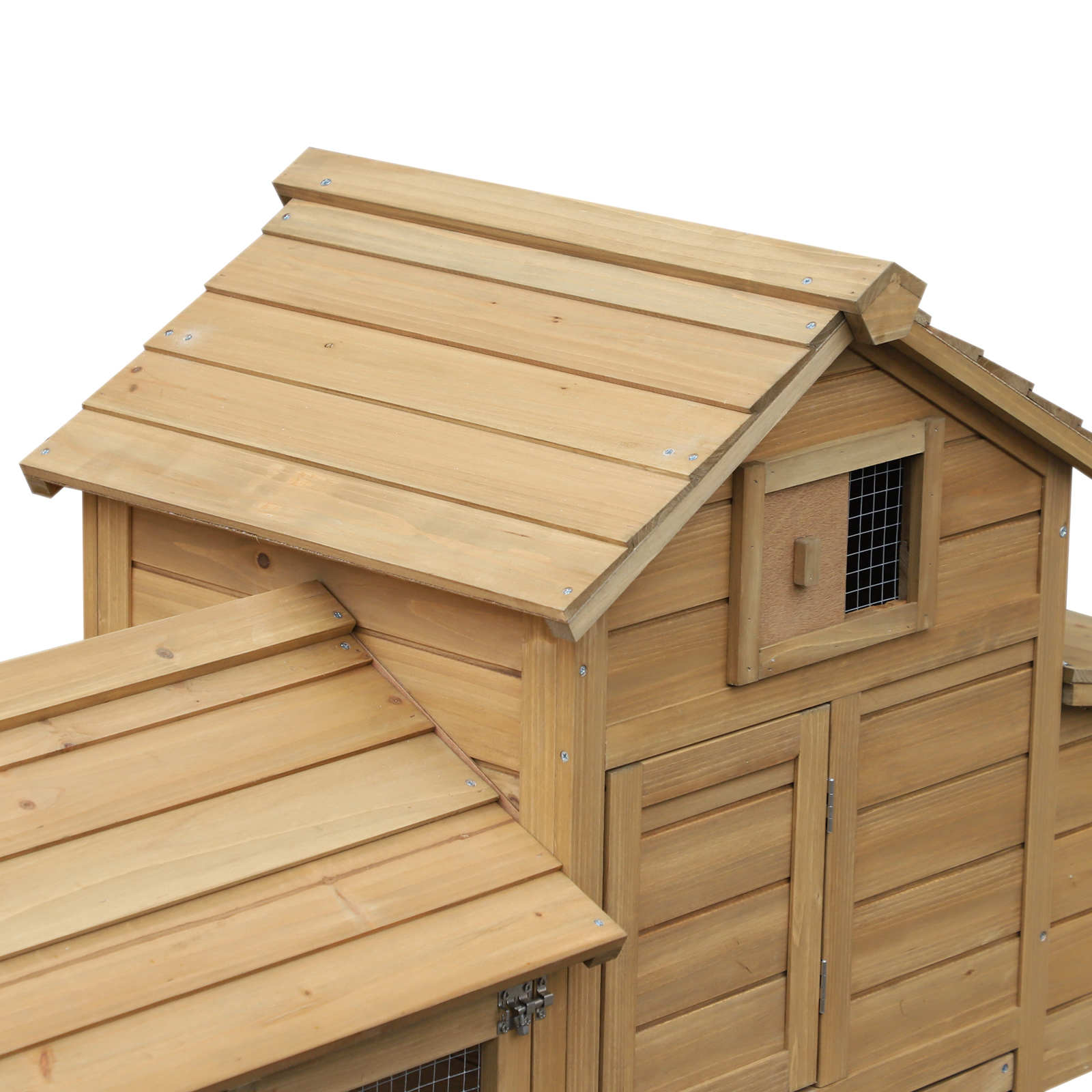 Gallinero de Madera Pequeño de 59" para el Patio Exterior con 2 Puertas, Nido y Bandeja Removible, Madera Natural — imagen 6