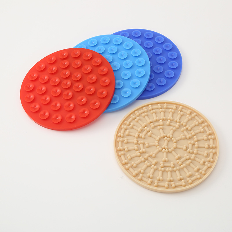 Silicone Feeding Mat with Suction Cup Pet Licking Pad Slow Feeding Mat Anti-Tip Slow Feeding Pad Round Cat Dog Licking Pad — image 5