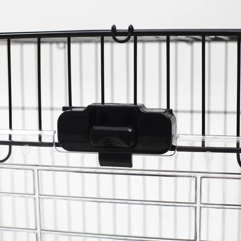 PawHut 2-Level Small Animal Cage Rabbit Hutch With Wheels, Removable Tray, Platform And Ramp For Bunny, Chinchillas, Ferret, Black — imagen 15