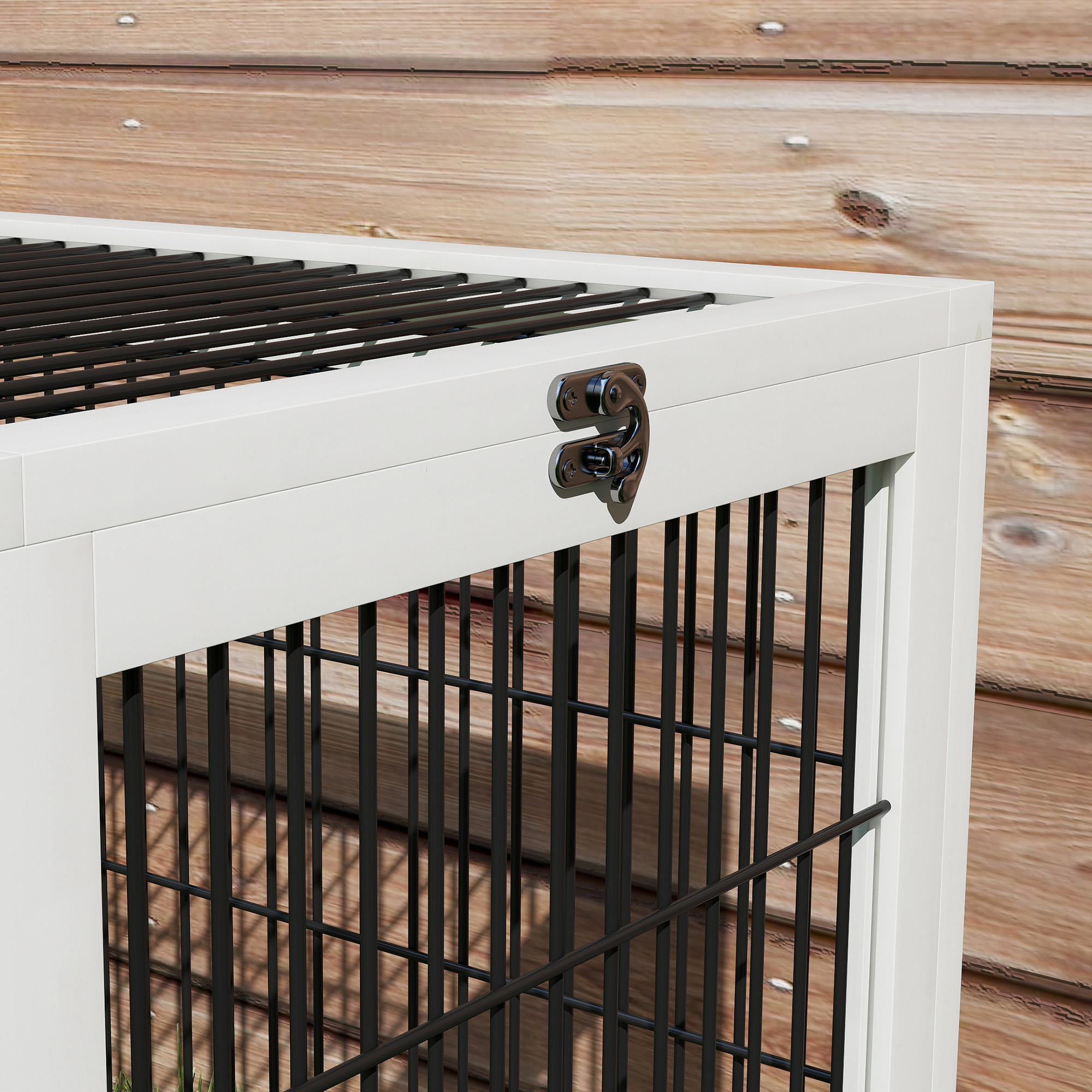 2 Level 59" Outdoor Rabbit Hutch with Openable Top, Dark Gray — imagen 8