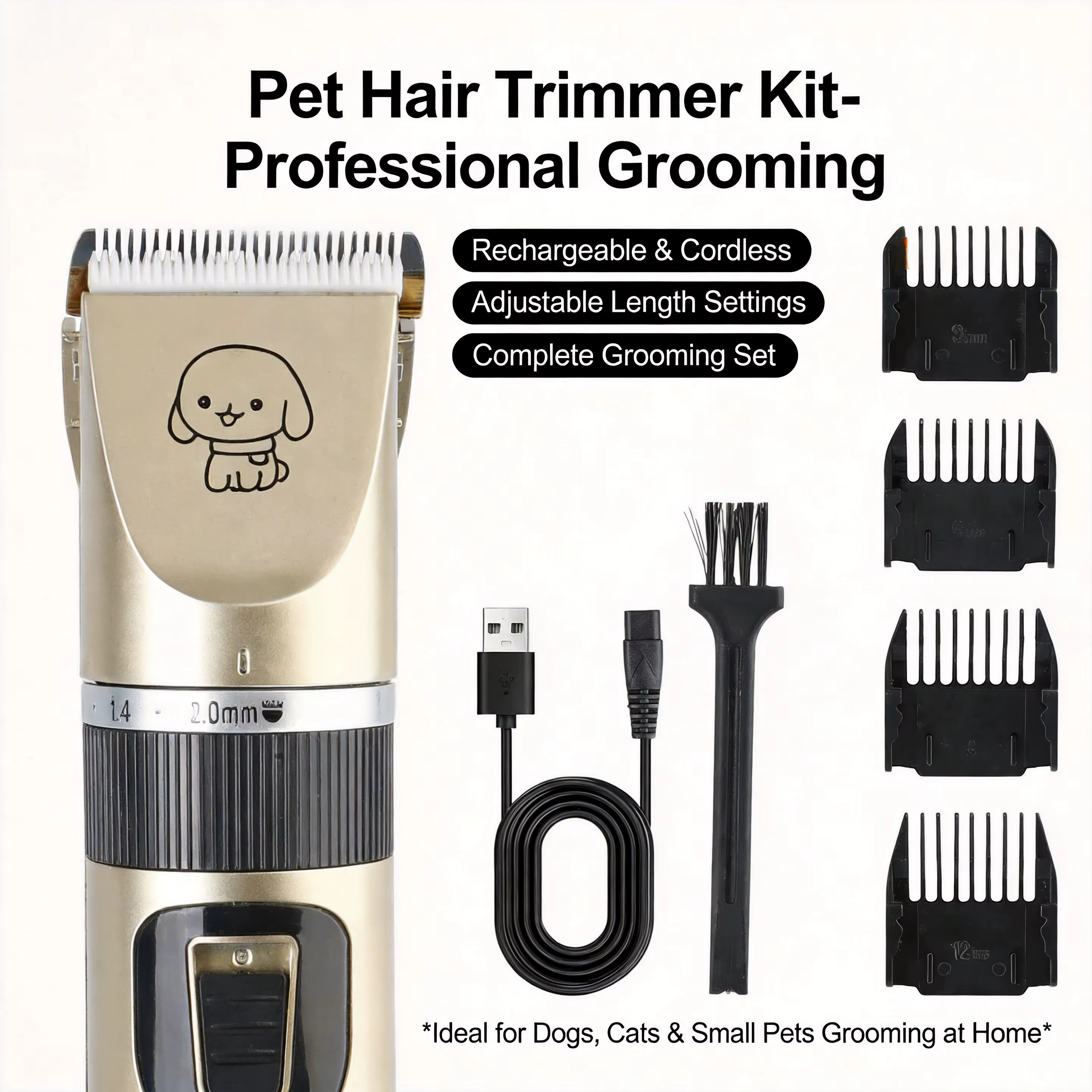 Pet Electric Clippers for Dog Cat Shaving – Professional Pet Hair Trimmer, Rechargeable Animal Grooming Kit — image 1