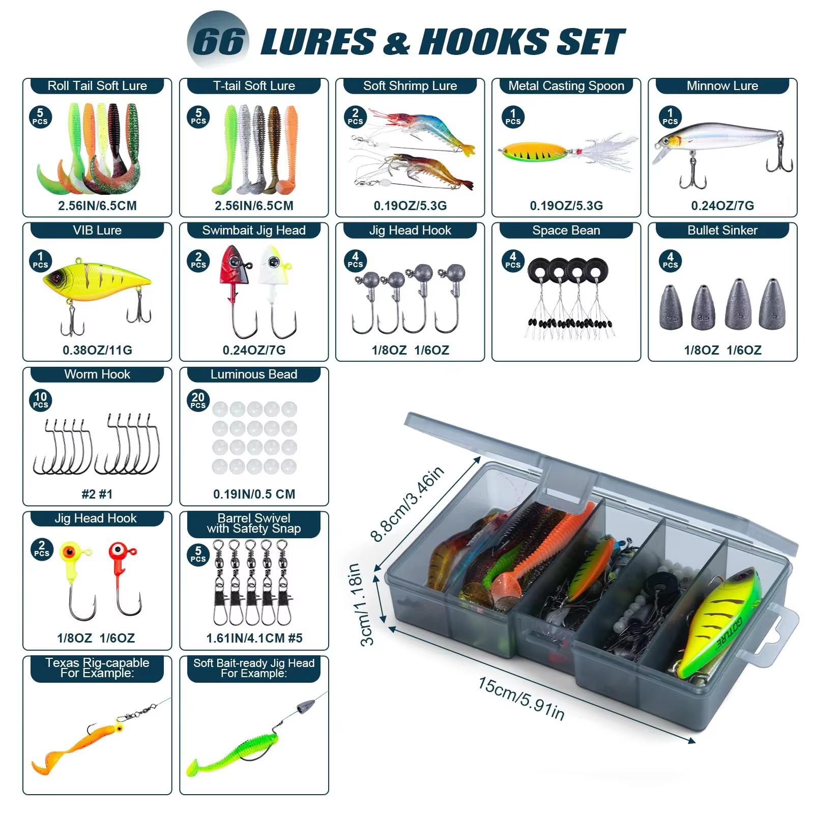 Kit de 2 cañas de pesca con 2 ruedas, 1.9M-2.7M, conjunto telescópico con bolso de almacenamiento impermeable para viajar — imagen 5