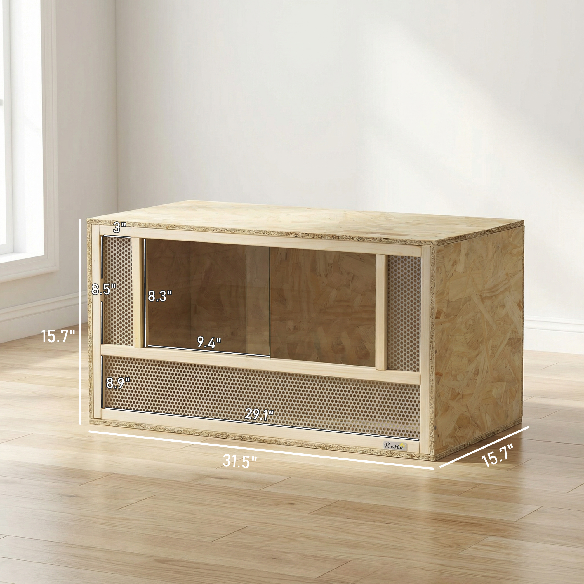 Wooden Reptile Terrarium with Sliding Door for Chameleon, Lizard, Snake, Frog, Turtle, 31.5" x 15.7" x 15.7" — image 7