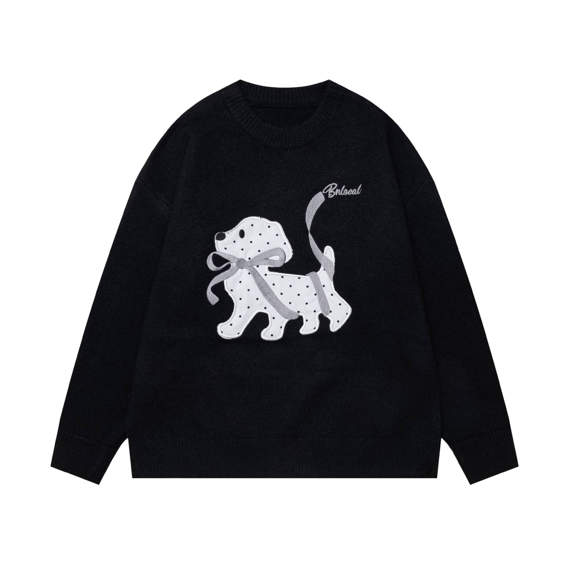 Dotted puppy patch sweater — image 7