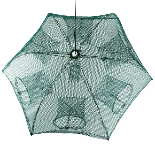Fishing Trap Net Portable Folded Fishing Bait Trap Shrimp Minnow Crab Bait Net 6 Sides 6 Holes Crayfish Cast Mesh Trap Automatic — imagen 5