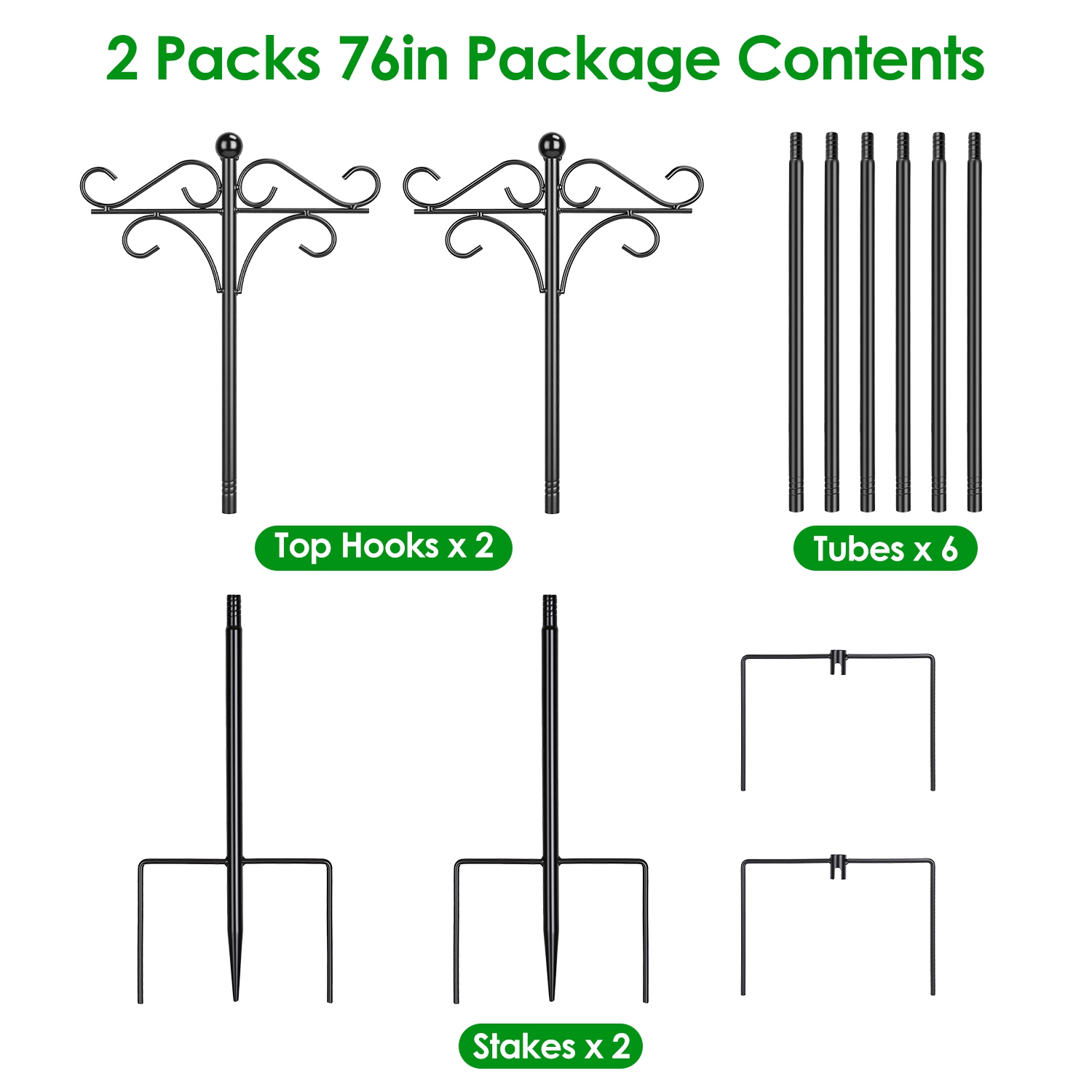 Paquete de 2 Ganchos Dobles Resistentes Tipo Cayado de Pastor, Poste Para Comederos de Aves, Soporte Colgante Para Jardín, Comederos, Plantas y Farolillos, Para Jardín y Patio Exterior — imagen 4