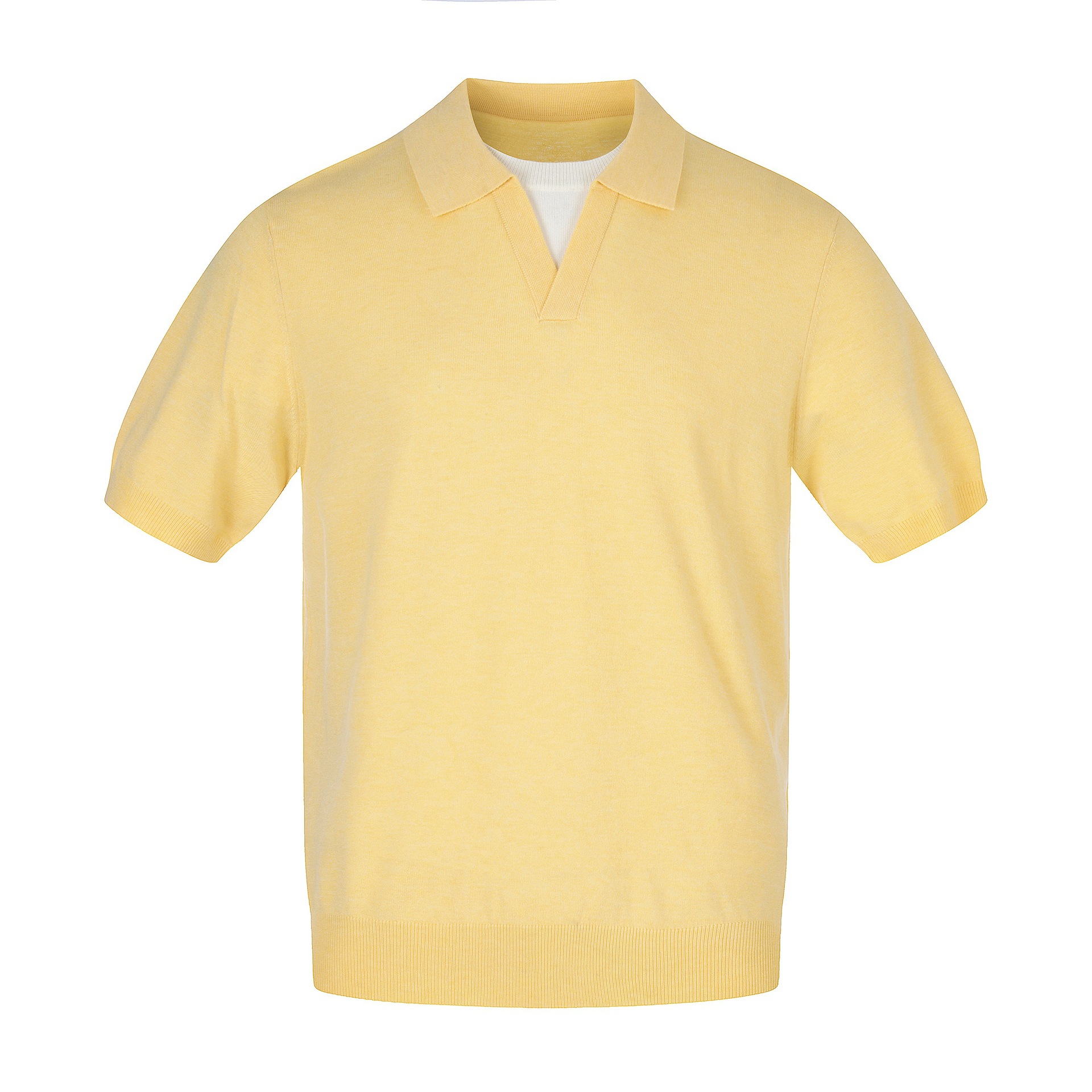 Casual Vintage-inspired Two-piece Look Loose Seagull Neck Knit Short Sleeve T-shirt for Men — image 8