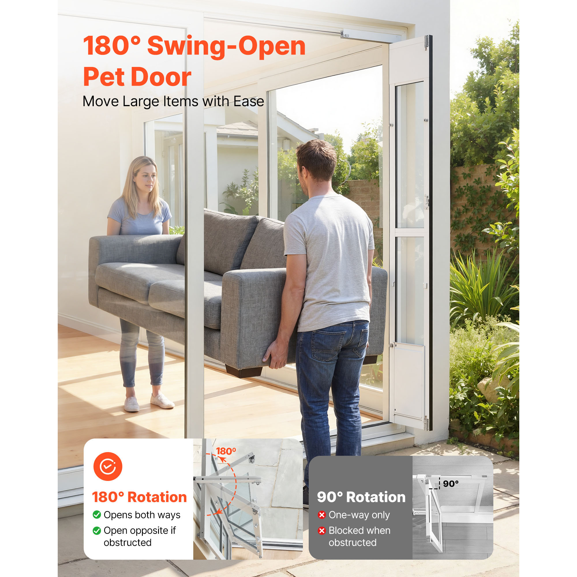 Puerta para Perros para Puertas de Vidrio Deslizantes, Altura Ajustable de 75.7 a 80.11 cm, Estructura de Aluminio con Ala y Cerradura, Diseño para Perros de Tamaño Mediano, Ideal para Inquilinos — imagen 2