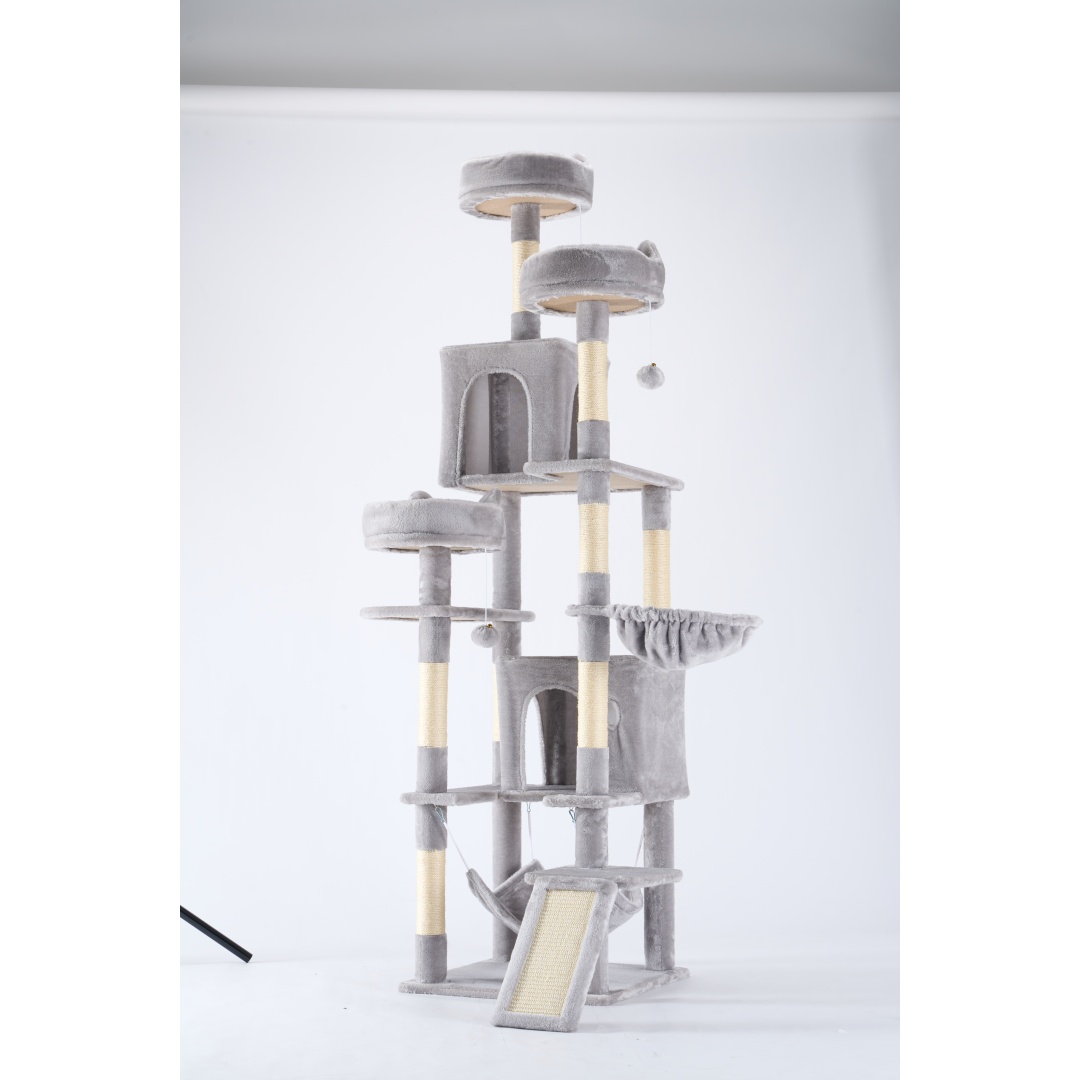 Torre para Gatos de 65 pulgadas, Gran Árbol para Gatos con Hamacas y Columnas de Raspar, Un Espacio Cómodo y Divertido para Saltar y Jugar de los Gatos — imagen 2