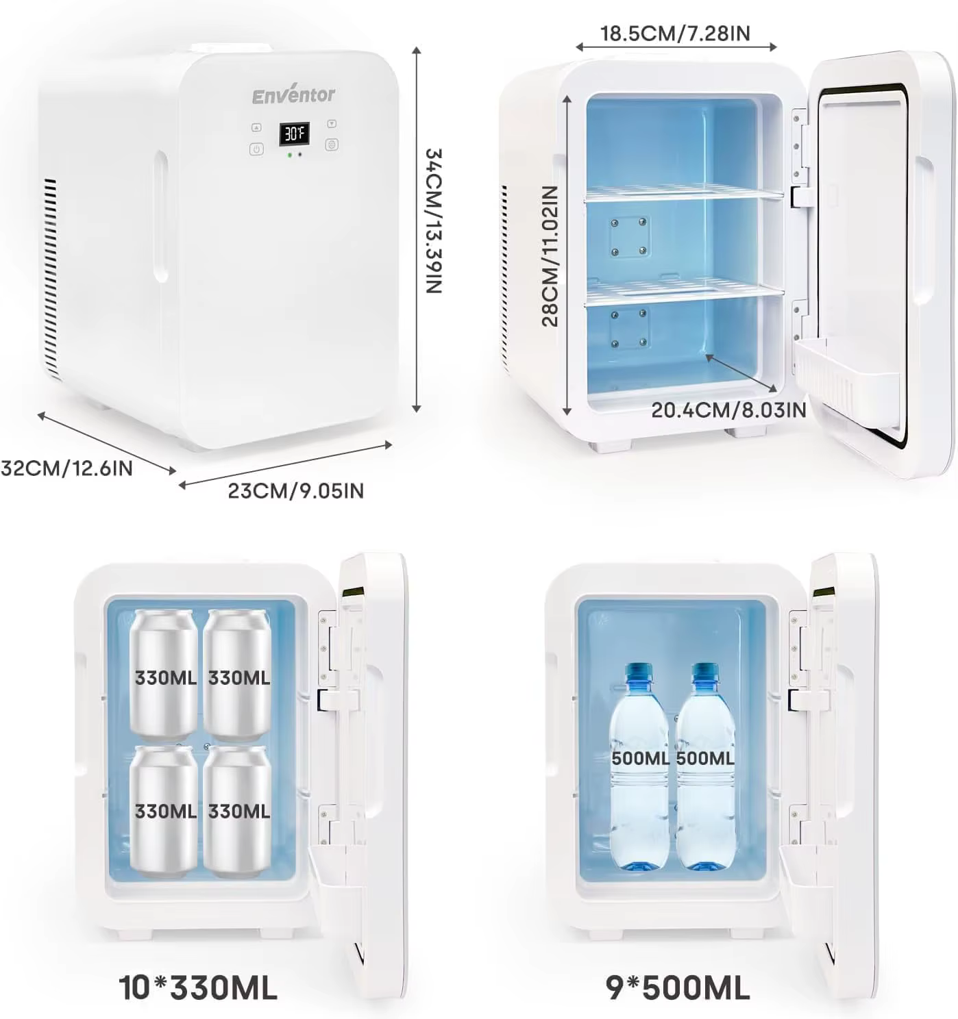 Enventor 10L Mini Car Refrigerator Portable Skincare Fridge AC 120V/DC 12V Thermoelectric Cooler and Warmer Function For Camping — image 6