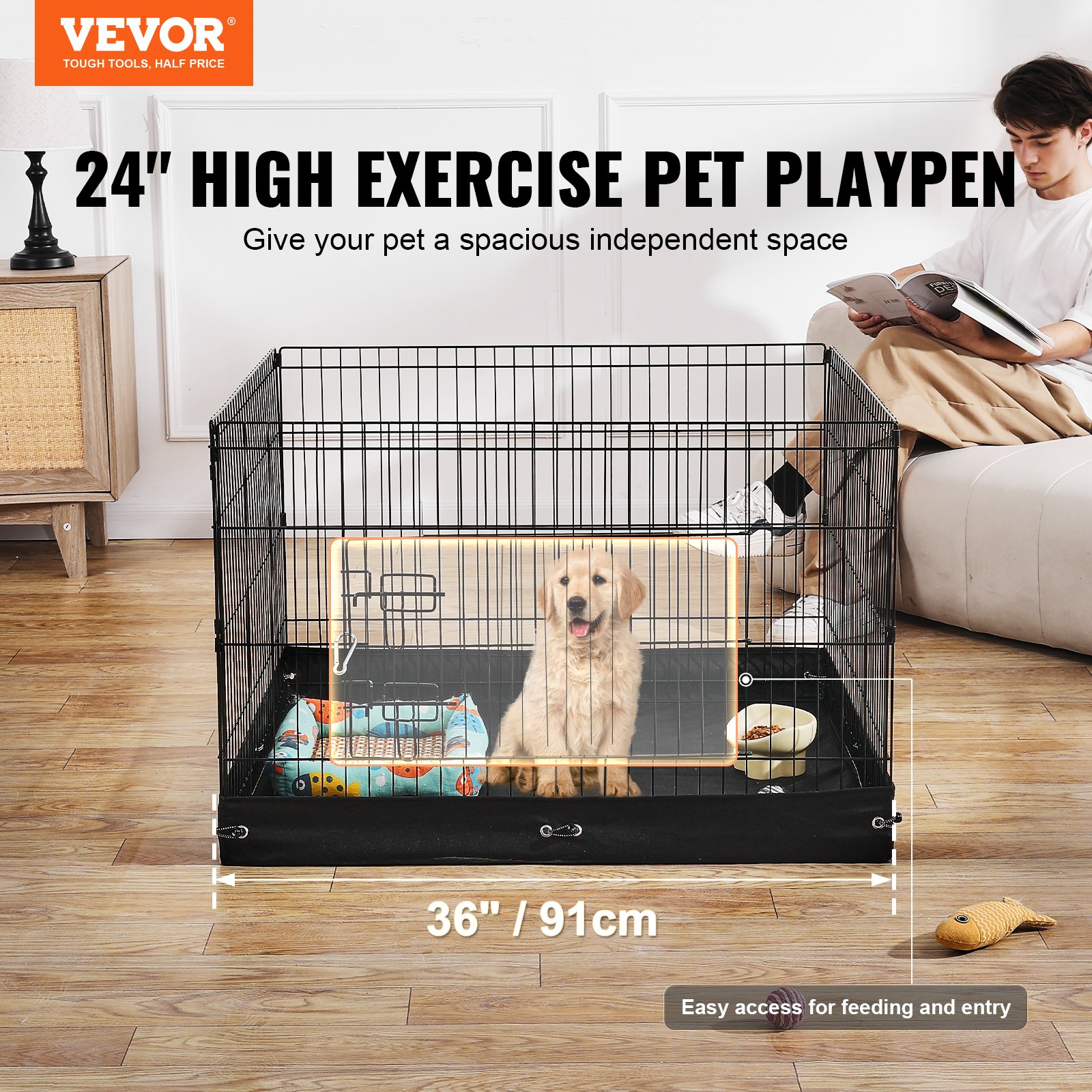Cubo de Juego para Perros 4 Paneles Reversible Metalo con Funda 36 Pulgadas — imagen 4