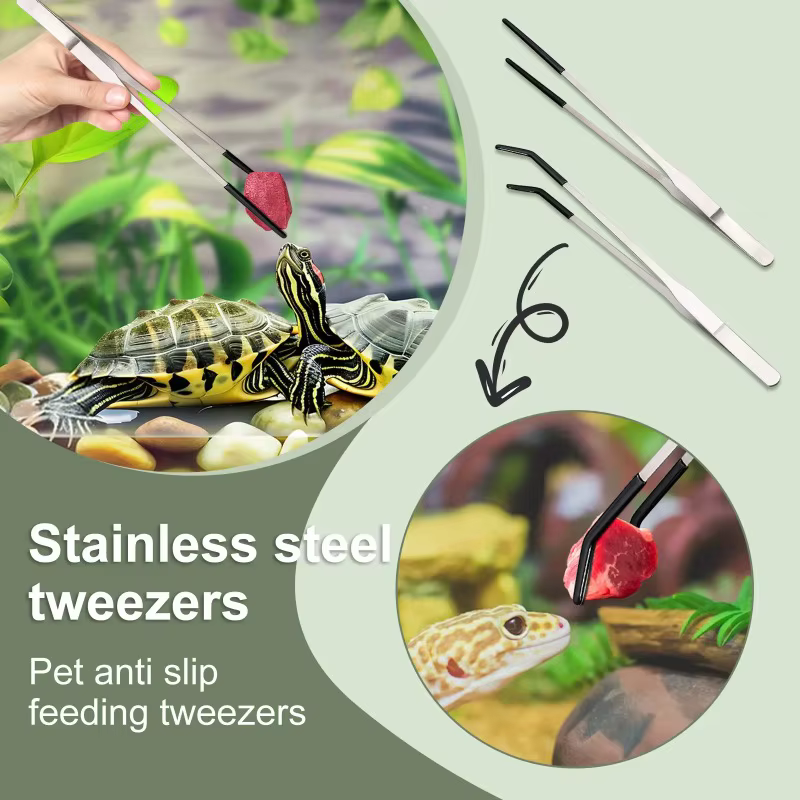 2 Piezas de Pinzas de Acero Inoxidable, Rectas y Curvas con Punta Doblada, Pinzas de Alimentación para Reptiles, Lagartos, Arañas, Manualidades y Reparación de Joyería — imagen 2