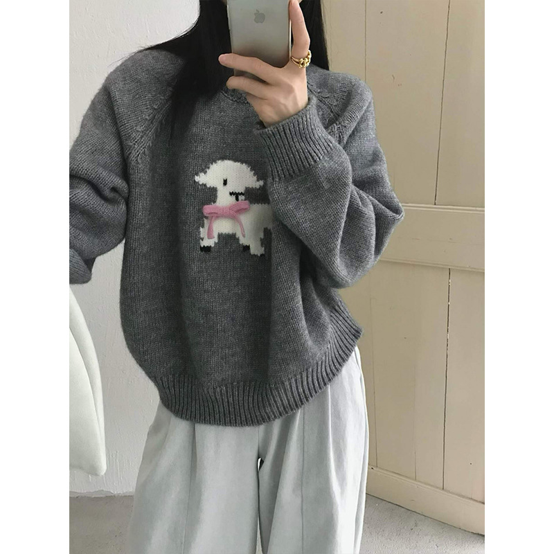 Cartoon jacquard dog pullover sweater — image 6