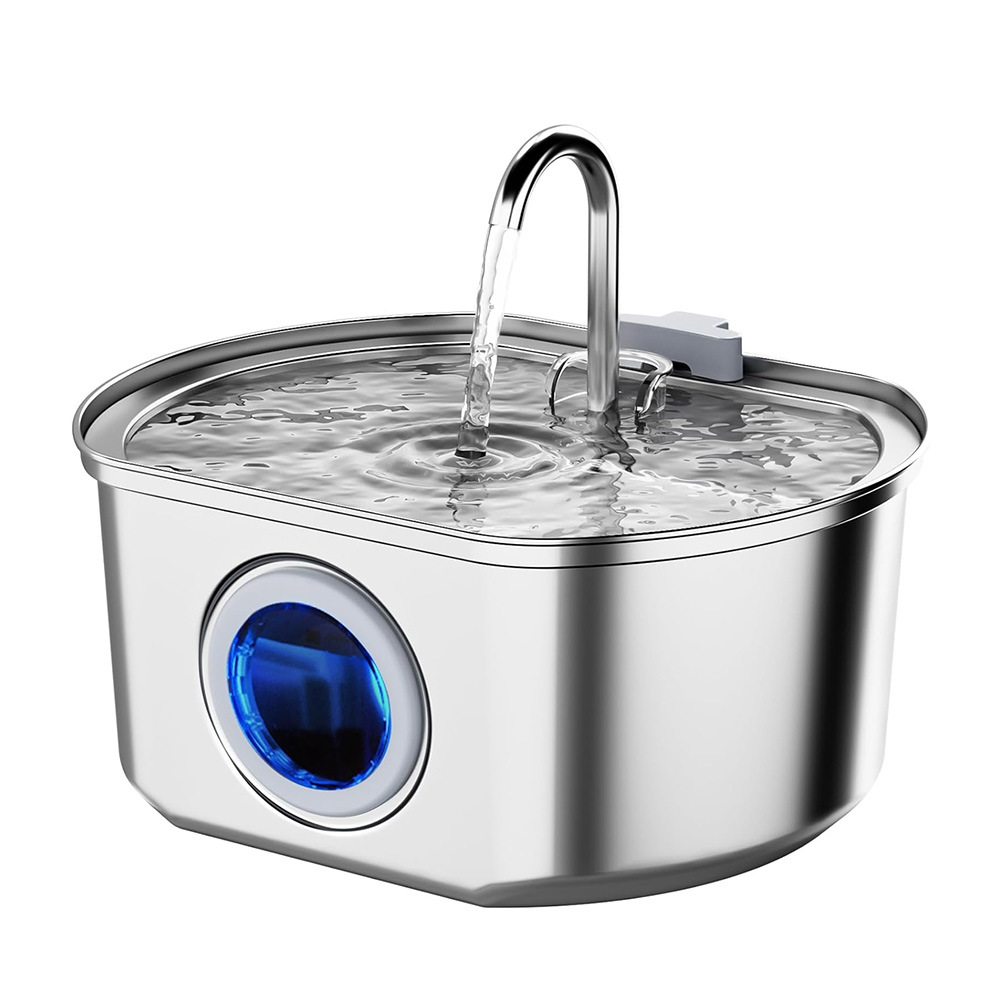 Cat Water Fountain With Water Level Window, Stainless Steel Automatic Pet Water Fountain, Dog Water Dispenser Durable USB — image 11