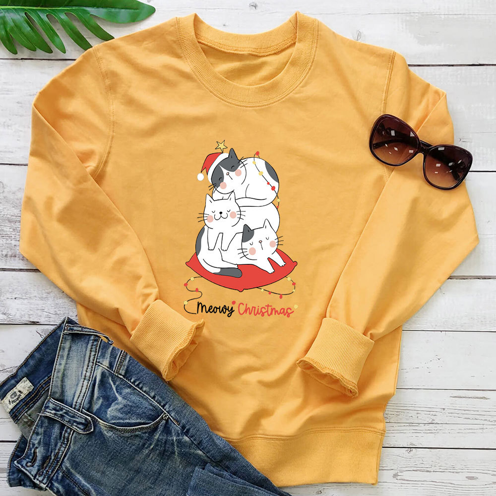 Letter printed cat long sleeved hoodie — image 4