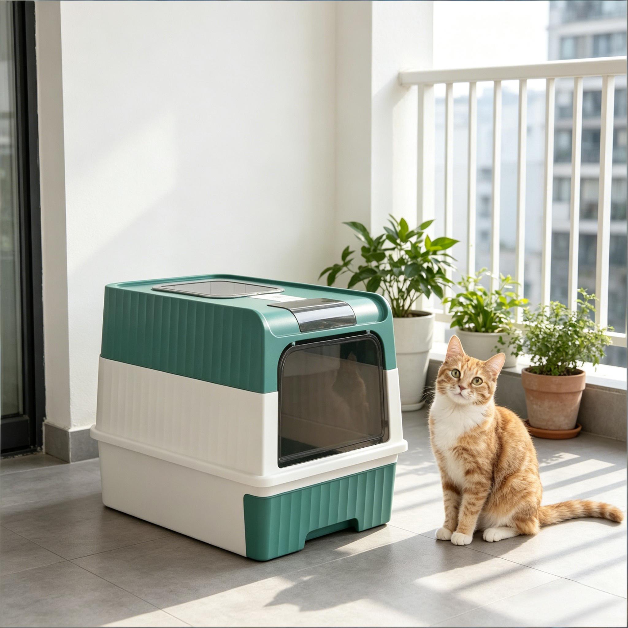 Fully Enclosed Litter Box, Compact Cat Litter Box, Pet Litter Box — image 7