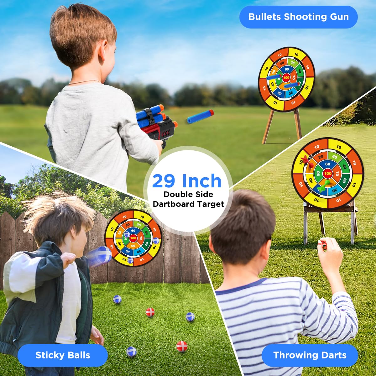VATOS 2 Pack Bow And Arrow Toy With LED Light-4 In 1 Archery & Dart Game Set With 20 Suction Cup Arrows, Shark Glow Target & Dart Board - Indoor Outdoor Birthday Gift For Kids Boys Girls Ages 5-12 — image 2