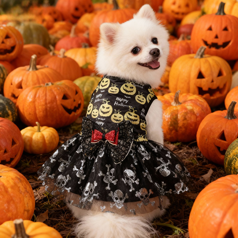 Halloween Pet Dog Cat Costume Mesh Pumpkin Dress for Medium and Small Dogs — image 2