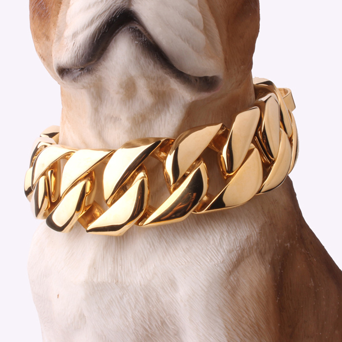 Stainless Steel Dog Collar Dog Necklace Gold Dog Chain Fierce Dog Castro Bully Doberman Bulldog Dog Chain — image 4
