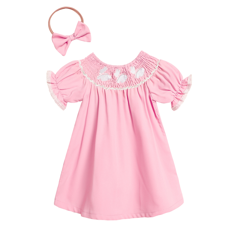 Vestido de Cordero para Niña Pequeña con Manga Rizada, Cuello y Brocado de Conejo para Verano — imagen 28