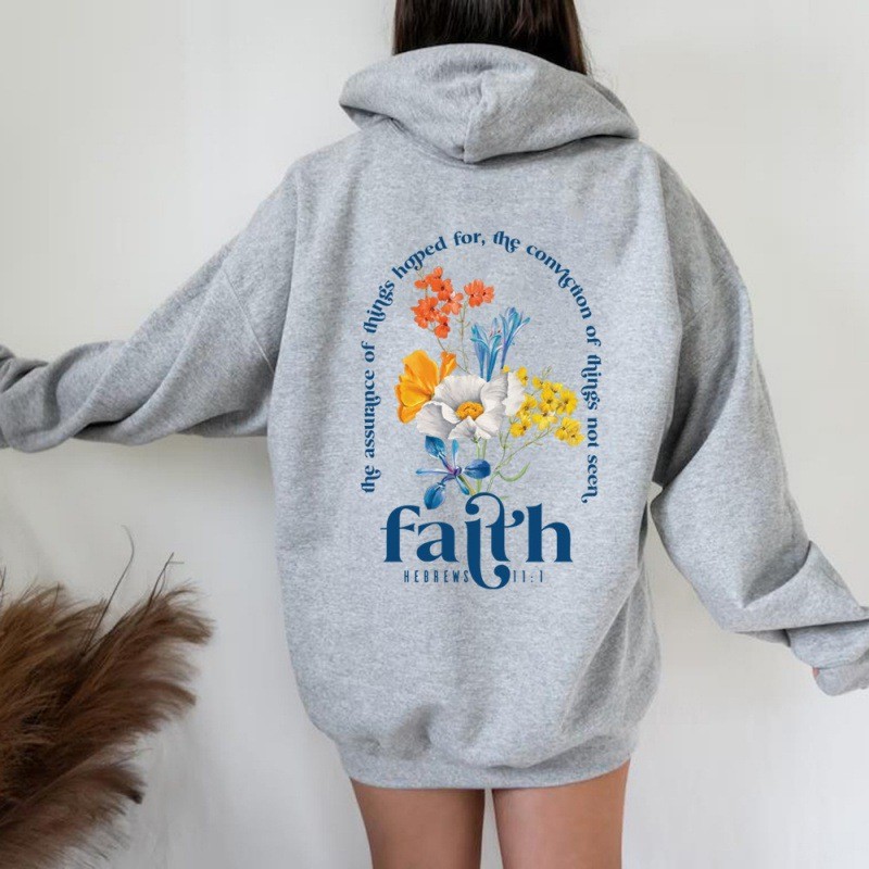 Women's Fleece Lined Oversized Sleeve Hoodie Solid Color Letter Print Kangaroo Pocket Drawstring Hood — image 8