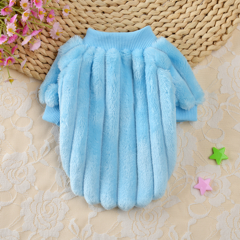 Vertical Striped Single-Sided Plush Coat Pet Clothes Dog Teddy Clothing Cat Autumn Bichon Small Dog Cat Autumn And Winter Clothing — image 4