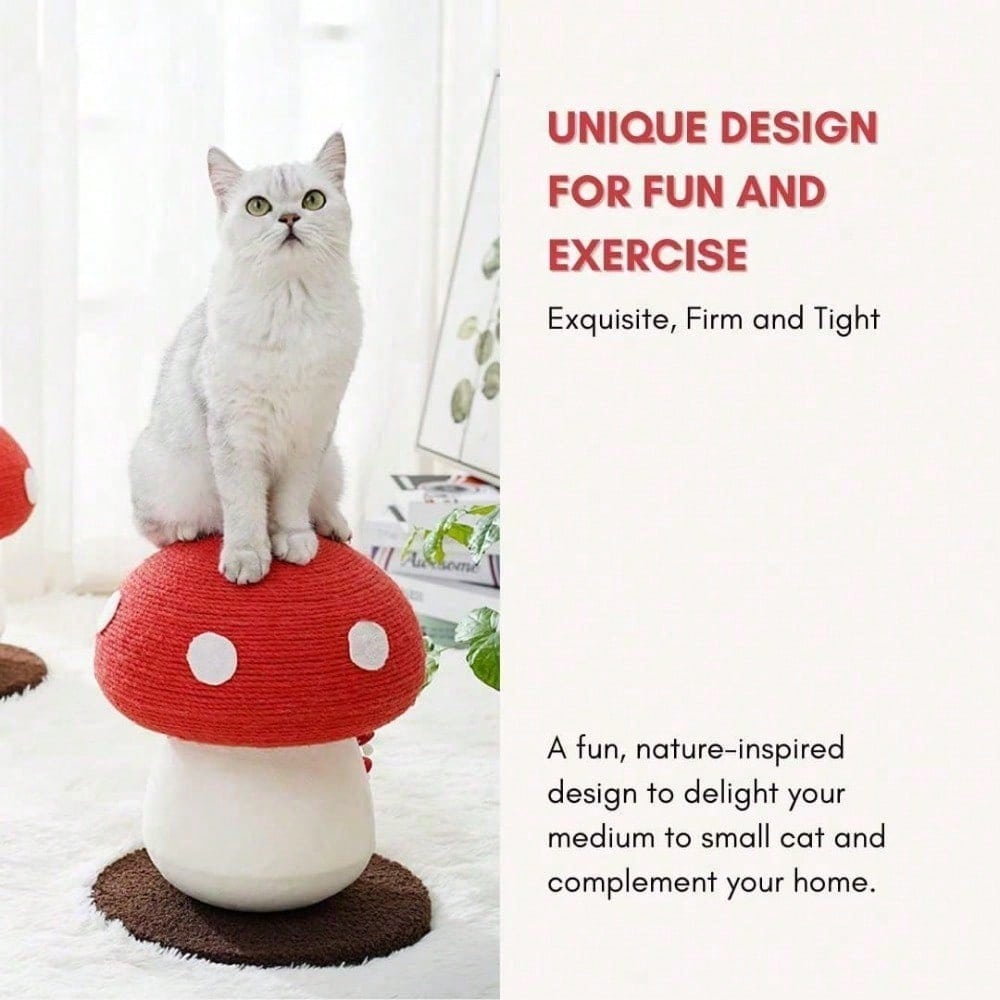 Poste de Rasguñado de Hongos Diseño Único, Envuelto en Sisal, Ideal para Gatos Medianos y Pequeños, Sin Montaje Requerido Juguetes para Gatos Árbol para Gatos — imagen 4