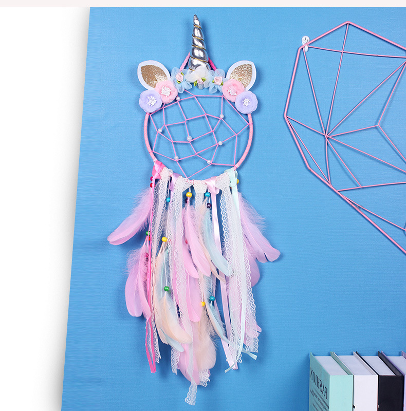 New Creative Indian Feather Lace Unicorn Dream Catcher Cute Girly Heart Room Decoration Birthday Gift — image 9