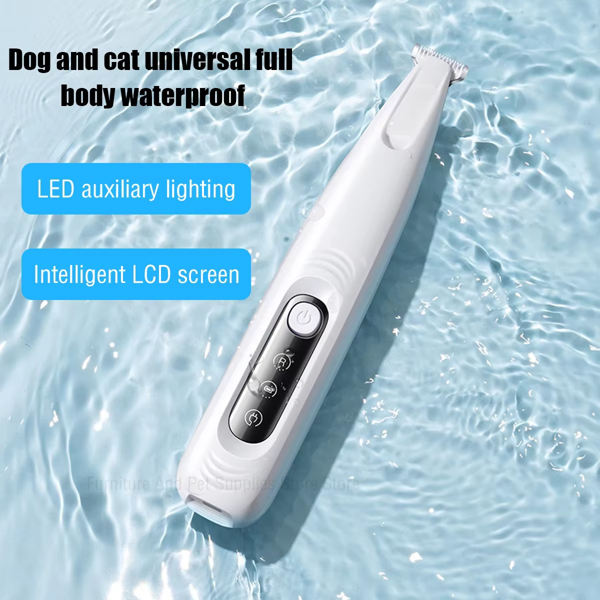 New Dog Paw Trimmer with LED Light Fully Waterproof Pet Hair Trimmer with LED Display Dog Clippers for Grooming 18mm Widen Blade — image 6