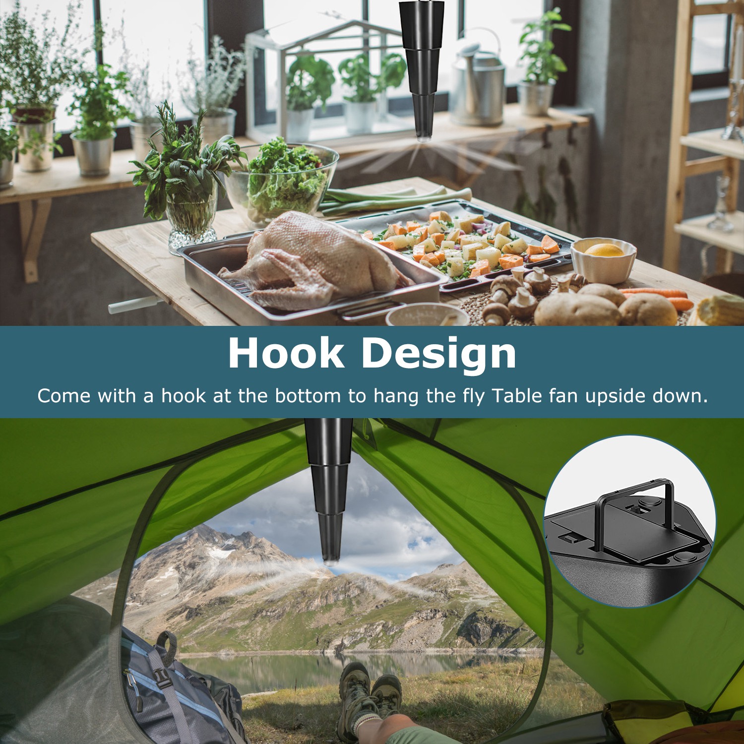 4 Piezas de Ventilador Repelente de Moscas para Verano, de Mesa, a Pilas, Disuasor de Insectos, Ventiladores Colgantes para Comida, Fiestas, BBQ, Picnics y Camping — imagen 9